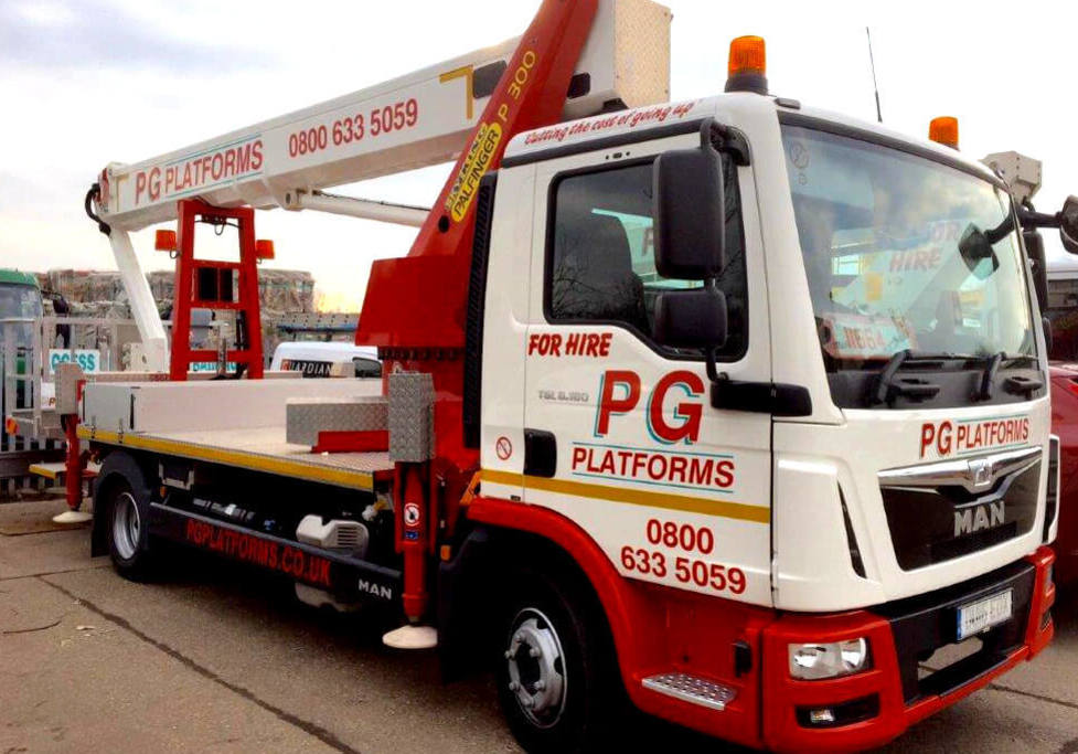 Palfinger P300 vehicle mounted lift hire from PG Platforms